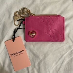 JUICY COUTURE Juicy Pink Colorful Love Elongated CC Wallet Keychain NEW